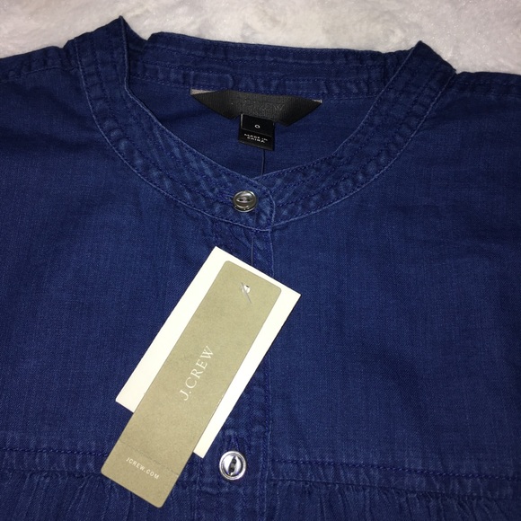 J. Crew Gathered Top in Indigo Gauze NWT Size 0 - Picture 5 of 8